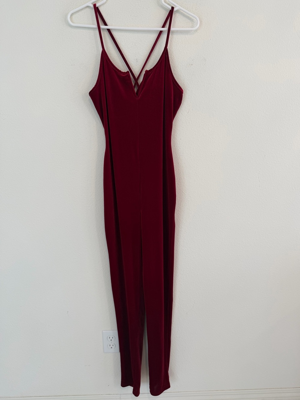 Velvet Burgundy Strappy Slip jumpsuit